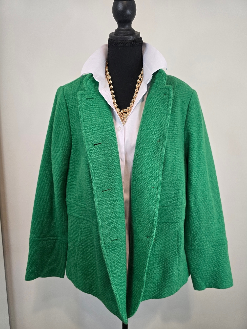 Talbots wool blend jacket green preppy old money classic fall polished